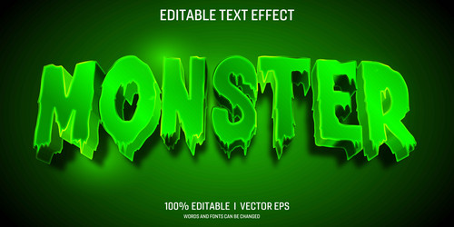 monster 3d text effect with modern style design vector image