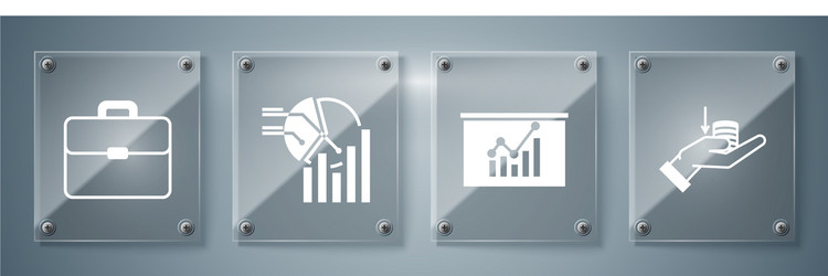 Set money on hand board with graph chart pie vector