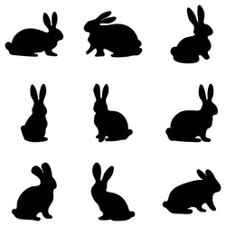 simple rabbit silhouette set design Vector Image