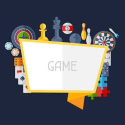 background with game icons in flat design style vector image