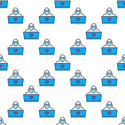 laptop and hacker colored seamless pattern vector image