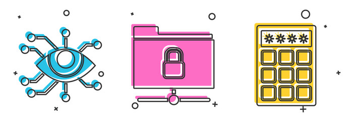 set eye scan ftp folder and lock password vector image