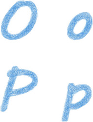 Blue sketch font set - letters o p vector