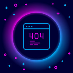 glowing neon line page with a 404 error icon vector image