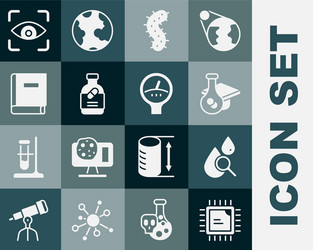 set processor cpu drop and magnifying glass vector image