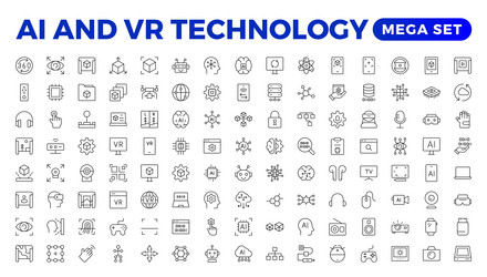 artificial intelligence set of web icons in line vector image