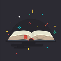 covered opened book with pages vector