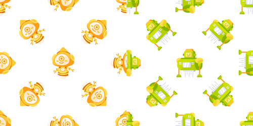 friendly robots and droids repeating pattern vector image