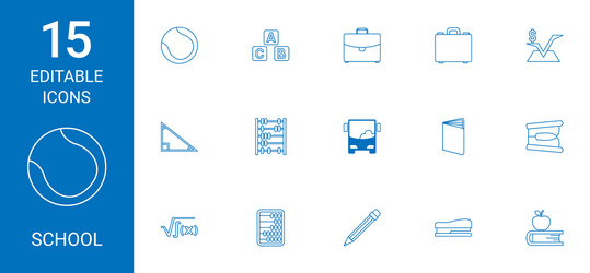 15 school icons vector