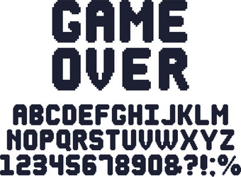 computer 8 bit game font retro video games pixel vector