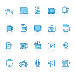 line with blue background modern multimedia icons vector