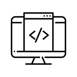 Html web page coding on computer monitor pixel vector