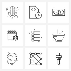 Modern line 9 simple icons menu ui vector