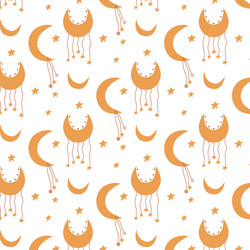 seamless pattern with moon and stars in boho style vector image