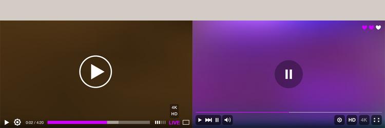 video player window with menu and buttons panel vector