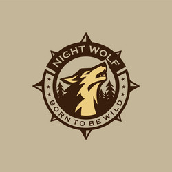 Vintage Wolf Logo Template Vector Image