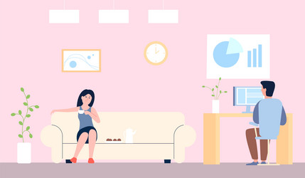 couple daily routine work on computer vector image