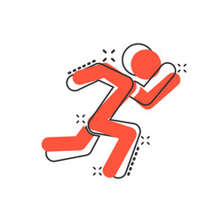 Run people icon in comic style jump cartoon vector