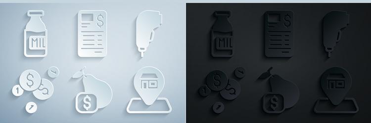 set price tag for pear scanner scanning bar code vector image