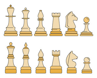 Chess piece icon set color vector