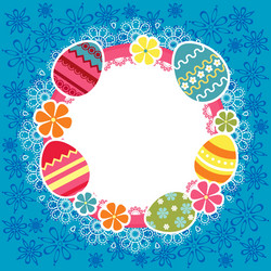 Floral Easter Frame with Eggs Vector Image
