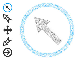 Polygonal net up-left rounded arrow icon vector