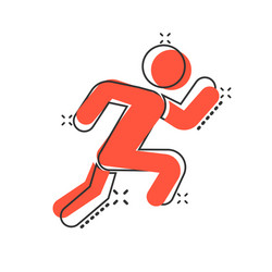 Run people icon in comic style jump cartoon vector