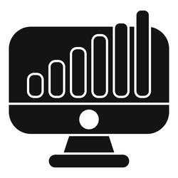 computer monitor displaying growing bar chart icon vector image