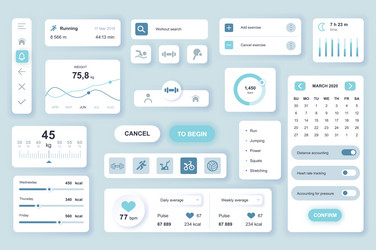 Fitness App UI Elements - Dashboard & Stats vector image