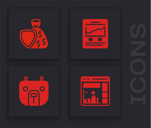 set website with growth graph shield and money vector image