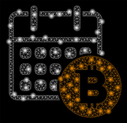 bright mesh wire frame bitcoin calendar with flash vector