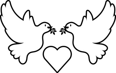 doves birds flying with heart line style icon vector