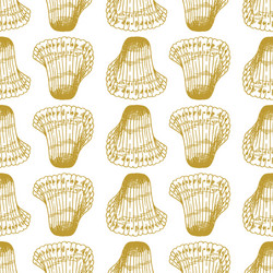 golden sketch seashell decor seamless pattern vector image
