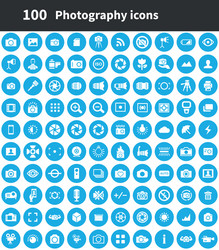 Photography 100 icons universal set for web and ui vector