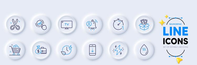 Timer cut and bribe line icons for web app vector