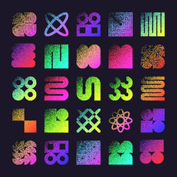 brutalist geometric shapes dotted objects vector image