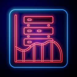 glowing neon server data web hosting icon vector image