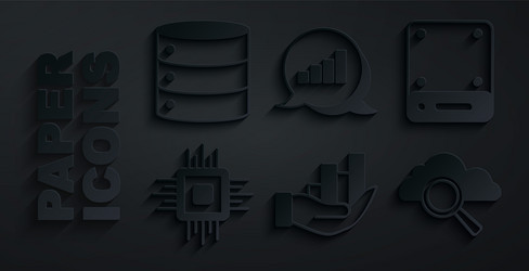 set pie chart infographic server processor cpu vector image
