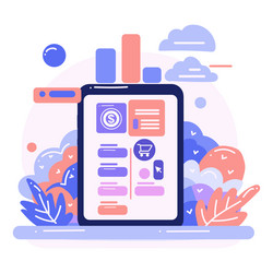 smartphone and business in ux ui flat style vector image