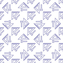 triangular ruler with wrench concept outline vector image