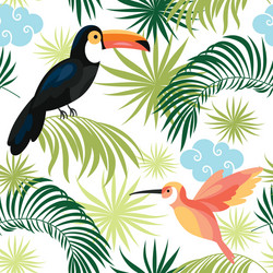 Tropical Birds Seamless Pattern Vector Image