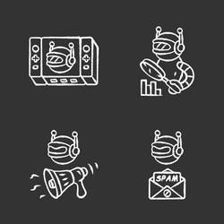 web robots chalk icons set game propaganda vector