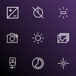 image icons line style set with no timer mode vector image