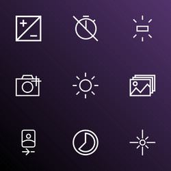 Image icons line style set with no timer mode vector