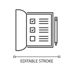 open notebook pixel perfect linear icon list vector image