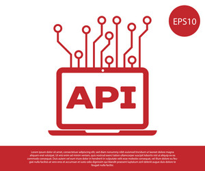 red computer api interface icon isolated on white vector