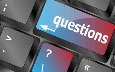 Computer keyboard key with questions closeup vector