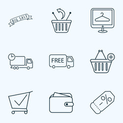 Ecommerce icons line style set with vector