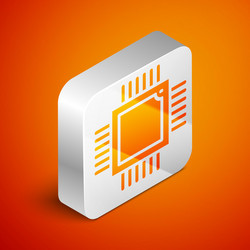 isometric computer processor with microcircuits vector image