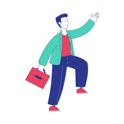 Man character with briefcase moving forward vector